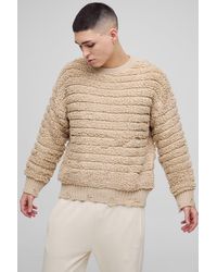 BoohooMAN - Oversized Boxy Distressed Textured Knitted Jumper - Lyst