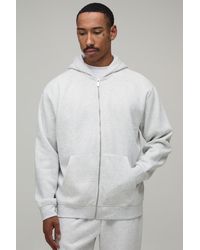 Boohoo - Basic Oversized Zip Through Hoodie - Lyst