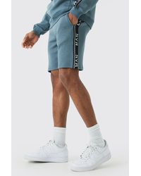 BoohooMAN - Man Slim Fit Tape Mid Length Shorts - Lyst