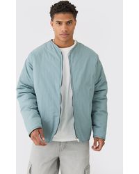 BoohooMAN - Oversized Collarless Padded Bomber Jacket - Lyst