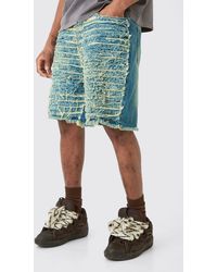 Boohoo - Tall Relaxed All Over Distressed Short - Lyst