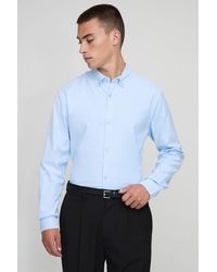 BoohooMAN - Slim Fit Button Down Collar Oxford Long Sleeve Shirt - Lyst