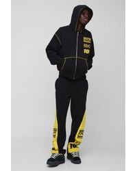 BoohooMAN - Oversized Boxy Moto Gusset Zip Through Hooded Tracksuit - Lyst