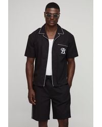 BoohooMAN - Oversize Twill-Hemd mit Taschen-Detail & Shorts - Lyst