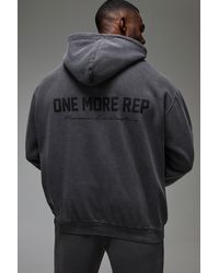 BoohooMAN - Man Active One More Rep Oversized Washed Hoodie - Lyst
