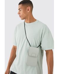 BoohooMAN - Pu Man Tab Phone Bag In Light Grey - Lyst