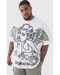 BoohooMAN - Plus Renaissance Flock Graphic T-shirt In White - Lyst