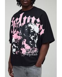 BoohooMAN - Tall Oversized Boxy Heavyweight Skull Large Scale Print T-Shirt - Lyst