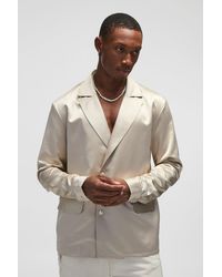 BoohooMAN - Regular Fit Pearl Button Satin Shirt - Lyst