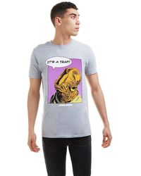 BoohooMAN - Star Wars Star Wars It's A Trap Cotton Mens T-shirt Grey - Lyst
