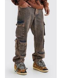 BoohooMAN - Baggy Fit Acid Wash Cargo Jeans - Lyst