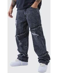 BoohooMAN - Lockere ausgefranste Jeans mit Acid-Waschung - Lyst