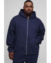 BoohooMAN - Plus Basic Oversize Hoodie mit Reißverschluss - Lyst