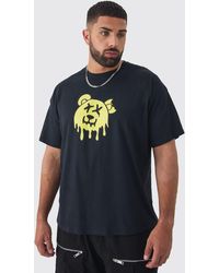 BoohooMAN - Plus Drippy Evil Teddy Graphic T-shirt In Black - Lyst