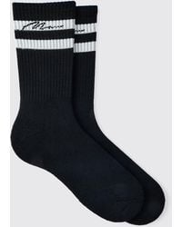 BoohooMAN - 3 Pack Man Signature Sports Stripe Socks In Black - Lyst