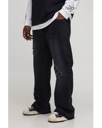 Boohoo - Plus Slim Flare Applique Gusset Panel Jeans - Lyst