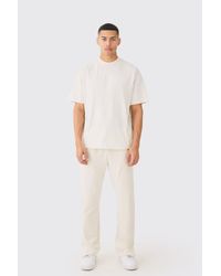 BoohooMAN - Oversized Extended Neck Heavy Tee And Jogger Set - Lyst