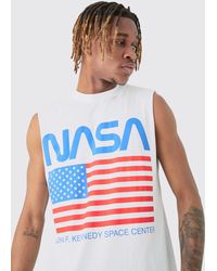 BoohooMAN - Tall Nasa Printed Licensed vest In White - Lyst