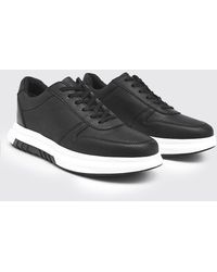 BoohooMAN Faux Textured Leather Sneaker - Black