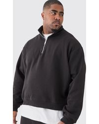 BoohooMAN - Plus Oversized Boxy 1/4 Zip Sweatshirt Tracksuit - Lyst