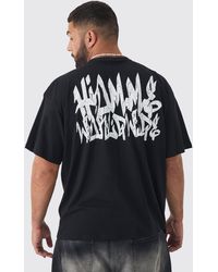 Boohoo - Plus Graffiti Homme Worldwide T-Shirt In Black - Lyst