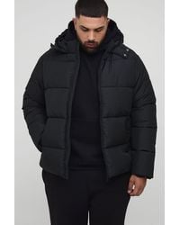 Boohoo - Plus Regular Fit Hooded Matte Puffer Jacket In Black - Lyst