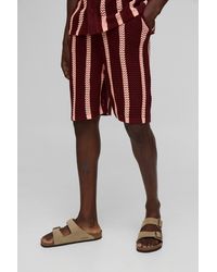 BoohooMAN - Relaxed Fit Longline Open Stitch Stripe Knitted Shorts - Lyst