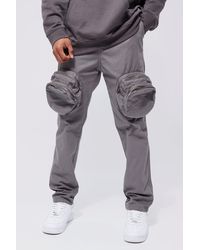 Boohoo - Fixed Waist Slim Fit Zip Detail Cargo Trousers - Lyst