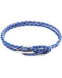 BoohooMAN - Anchor & Crew Padstow Silver And Braided Leather Bracelet - Lyst