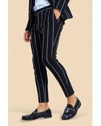 BoohooMAN Super Skinny Pinstripe Suit Pants - Black