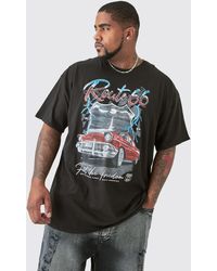 BoohooMAN - Plus Route 66 Racer Printed T-shirt In Black - Lyst