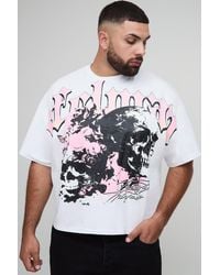 BoohooMAN - Plus Oversized Boxy Heavyweight Skull Large Scale Print T-Shirt - Lyst