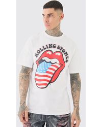 BoohooMAN - Tall Oversized Rolling Stones License T-shirt White - Lyst