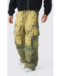 BoohooMAN - Elasticated Waist Extreme Baggy Heavyweight Washed Multi Cargo Trousers - Lyst