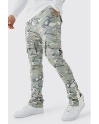 BoohooMAN - Skinny Stacked Flare Gusset Camo Cargo Trouser - Lyst