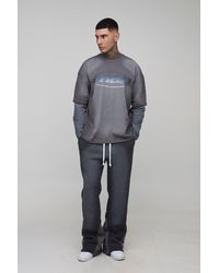 BoohooMAN - Tall Oversized Boxy Embossed Washed Faux Layer T-Shirt & Relaxed Jogger Set - Lyst