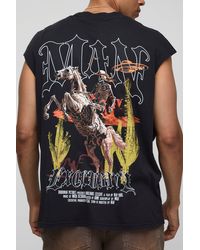 Boohoo - Camiseta Sin Mangas Oversize Estilo Western Desteñido Con Cuello Extendido Y Estampado Gráfico - Lyst