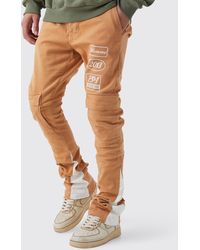 BoohooMAN - Fixed Waist Skinny Stacked Flare Moto Cargo Trouser - Lyst