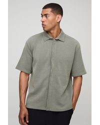 BoohooMAN - Oversized Two-tone Ribbed Jersey Shirt - Lyst