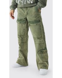 BoohooMAN - Relaxed Flared Oil Wash Ripstop Cargo Pants - Lyst