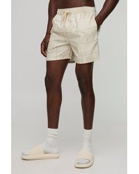 Boohoo - Mid Length Tonal Tropical Print Swim Shorts - Lyst