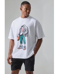 BoohooMAN - Man Active Oversized Athletic Basketball Graphic T-shirt - Lyst