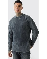 BoohooMAN - Tall Oversized Extended Neck Acid Wash Long Sleeve T-shirt - Lyst