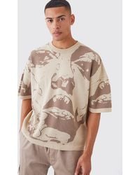 BoohooMAN - Oversized Line Drawing Knitted T-shirt - Lyst
