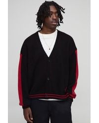 BoohooMAN - Lockerer kastiger flauschiger Strick-Cardigan - Lyst