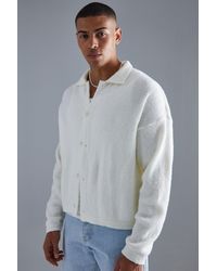 BoohooMAN - Boxy Fit Brushed Knit Cardigan - Lyst