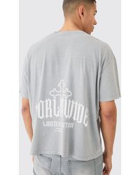 BoohooMAN - Oversized Worldwide Cross Print T-shirt - Lyst