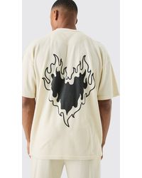 BoohooMAN - Waffle Heart Print Lounge T-shirt & Jogger Set - Lyst