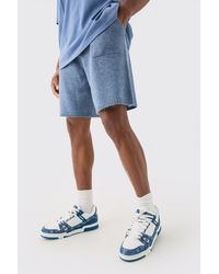 BoohooMAN - Relaxed Brushed Knit Short In Light Blue - Lyst