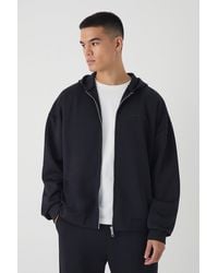 BoohooMAN - Oversized Scuba Zip Though Hoodie - Lyst